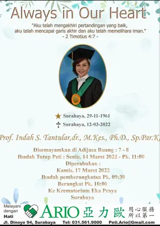 Prof. Indah S. Tantular, dr., M.Kes., Ph.D., Sp.Par.K. second banner