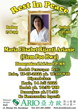 Maria Elisabet Rijanti Arianie second banner