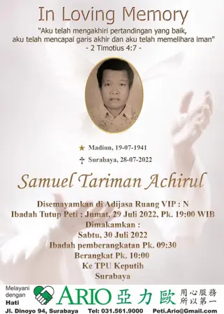 Samuel Tariman Achirul first banner