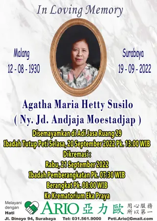 Agatha Maria Hetty Susilo first banner