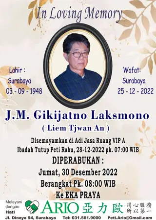 J.M. Gikijatno Laksmono second banner