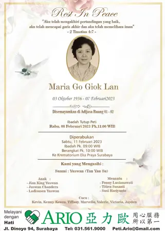 Maria Go Giok Lan first banner