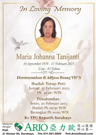 Maria Johanna Tanijanti first banner