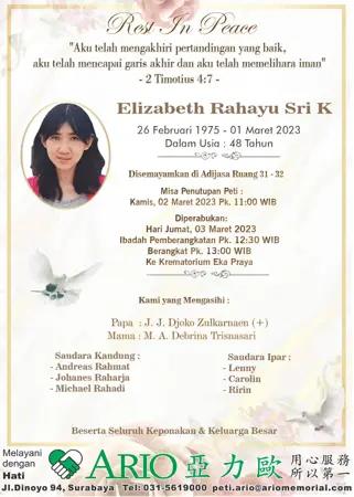 Elizabeth Rahayu Sri K first banner