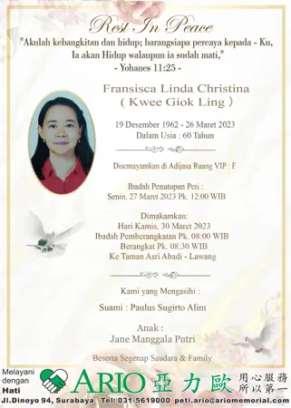 Fransisca Linda Christina first banner