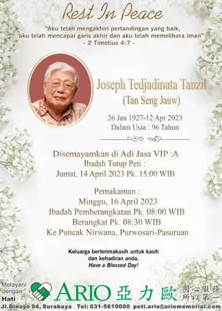 Joseph Tedjadinata Tanzil first banner