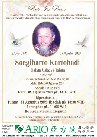 Soegiharto Kartohadi first banner