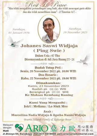 Johanes Saswi Widjaja first banner