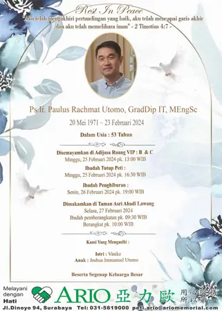 Ps. Ir. Paulus Rachmat Utomo, GraDip IT, MEngSc first banner