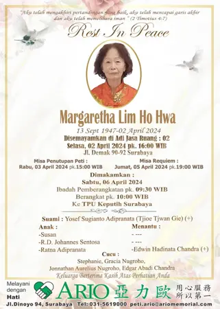 Margaretha Lim Ho Hwa first banner