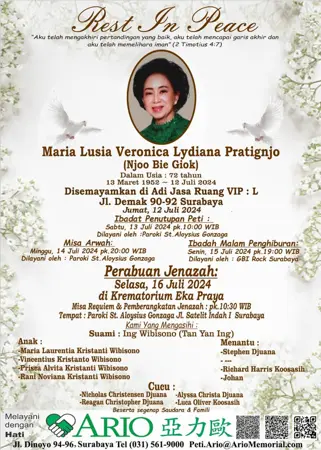 Maria Lusia Veronica Lydiana Pratignjo first banner