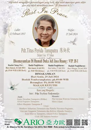 Pdt. Titus Perida Tanupatra first banner